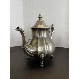 BirminghamSilverplate Victorian Ornate FootedHinged Lid Teapot Chippendale 6302